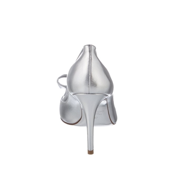 VALENTINO WOMEN'S LEATHER METALLIC DOLLYBOW PUMPS SILVER - Picture 13 of 16